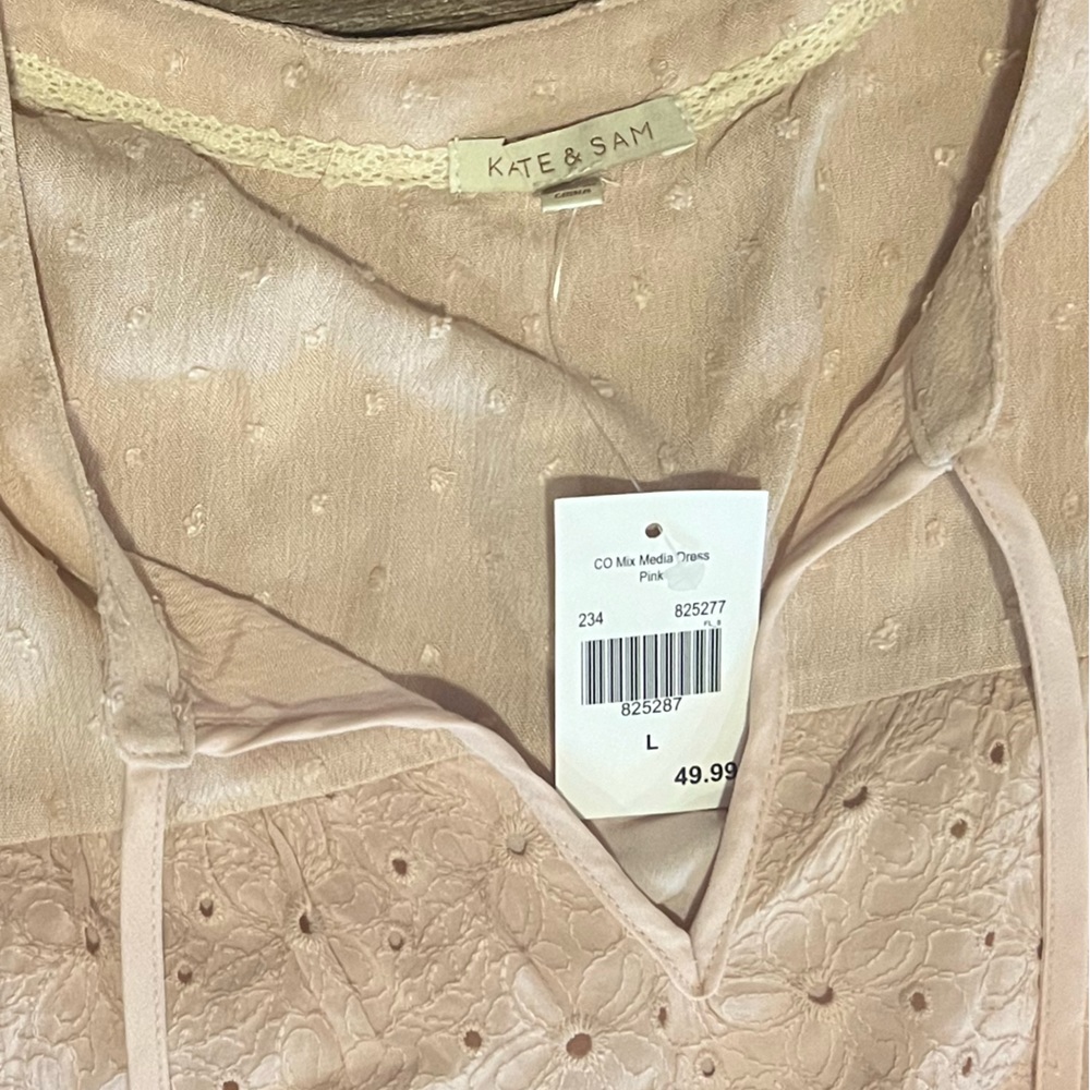 Kate & Sam spring pink  dress boho casual size large nwt - Picture 10 of 10